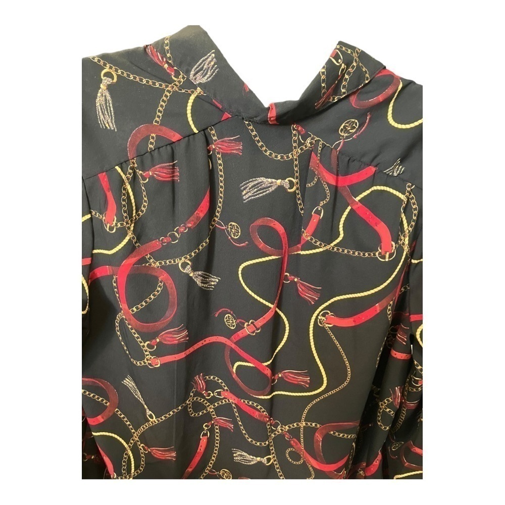 CAFE Marrakesh 1980s Blouse Red Gold Black Vintage Size Medium - Picture 9 of 9